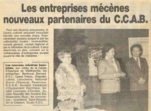 Les entreprises mécènes nouveaux partenaires du CCAB